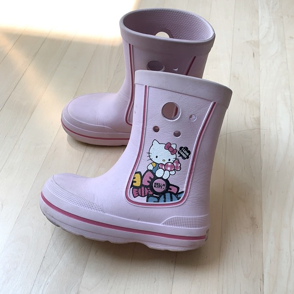 Crocs Shoes | Crocs Hello Kitty Rain Snow Boots | Color: Pink | Size: J1 | Jychao's Closet